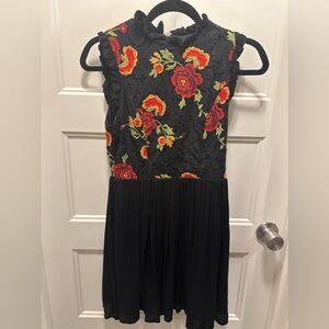 **Altar’d State Floral Embroidered Black Dress - Size Small**